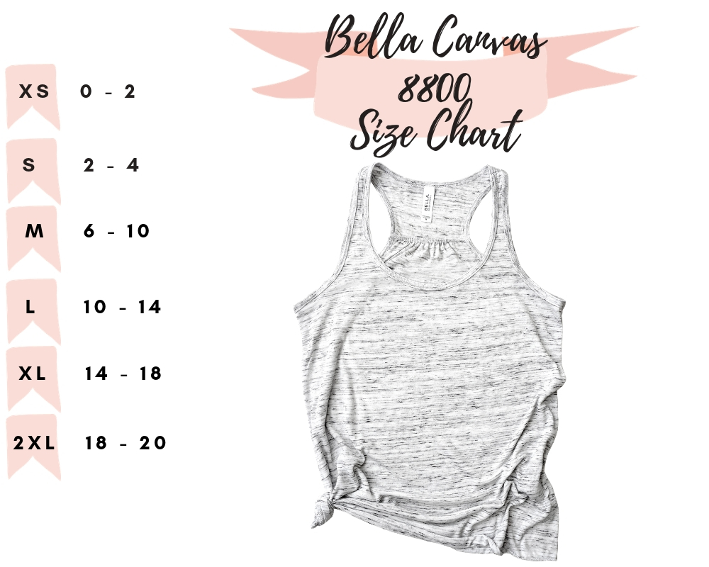 Bella Canvas 8800 Tank Top Size Chart