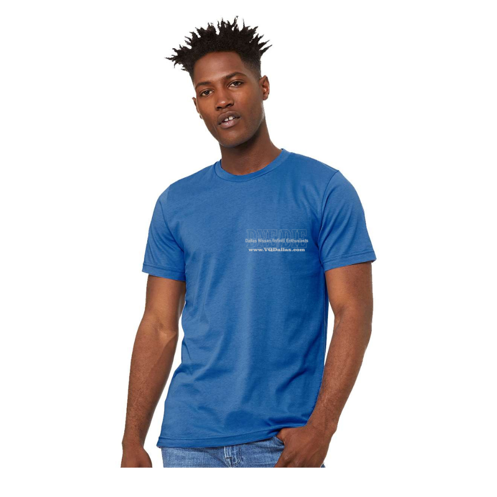 Front of DNE/DIE Jersey T-Shirt in Columbia Blue