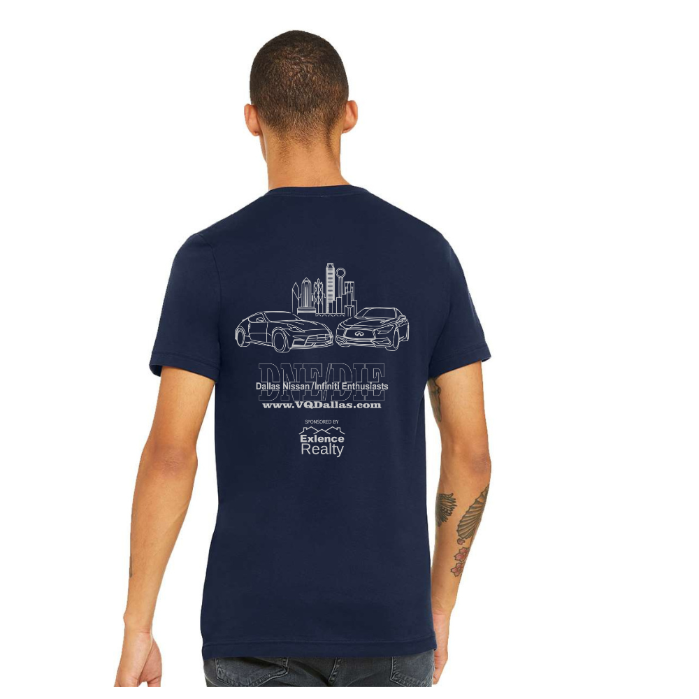 Back of DNE/DIE Jersey T-Shirt in Navy