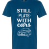 Front of DNE/DIE Still Plays With Cars Infiniti Sueded Crew Neck in Cool Blue