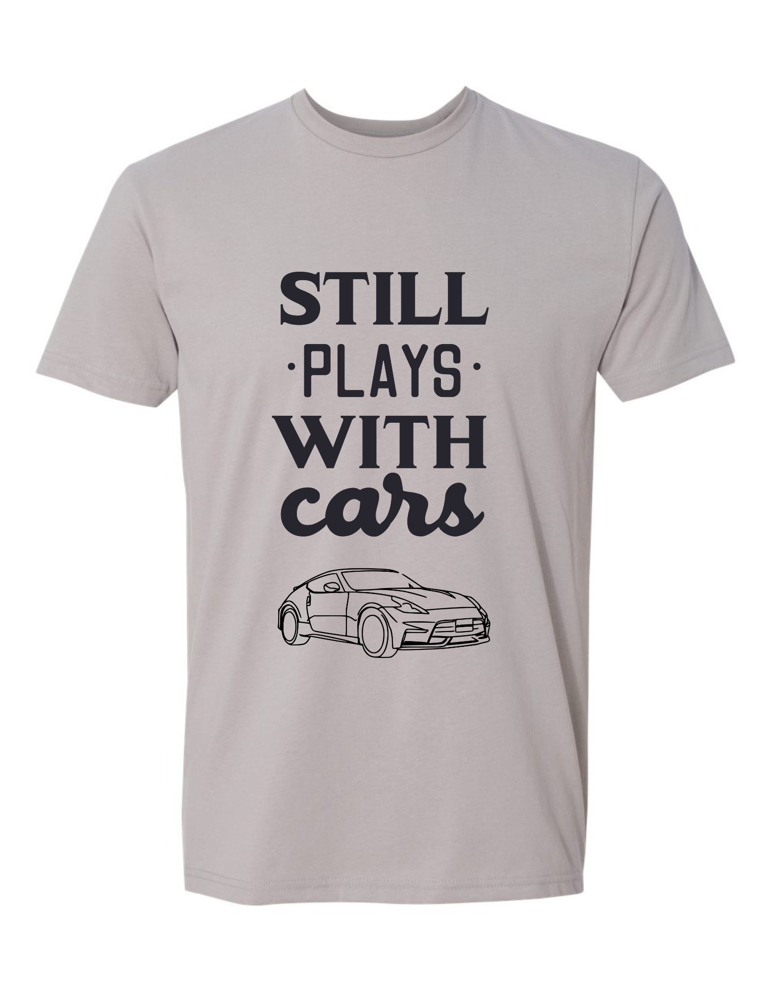 Front of DNE/DIE Still Plays With Cars Nissan Sueded Crew Neck in Light Gray