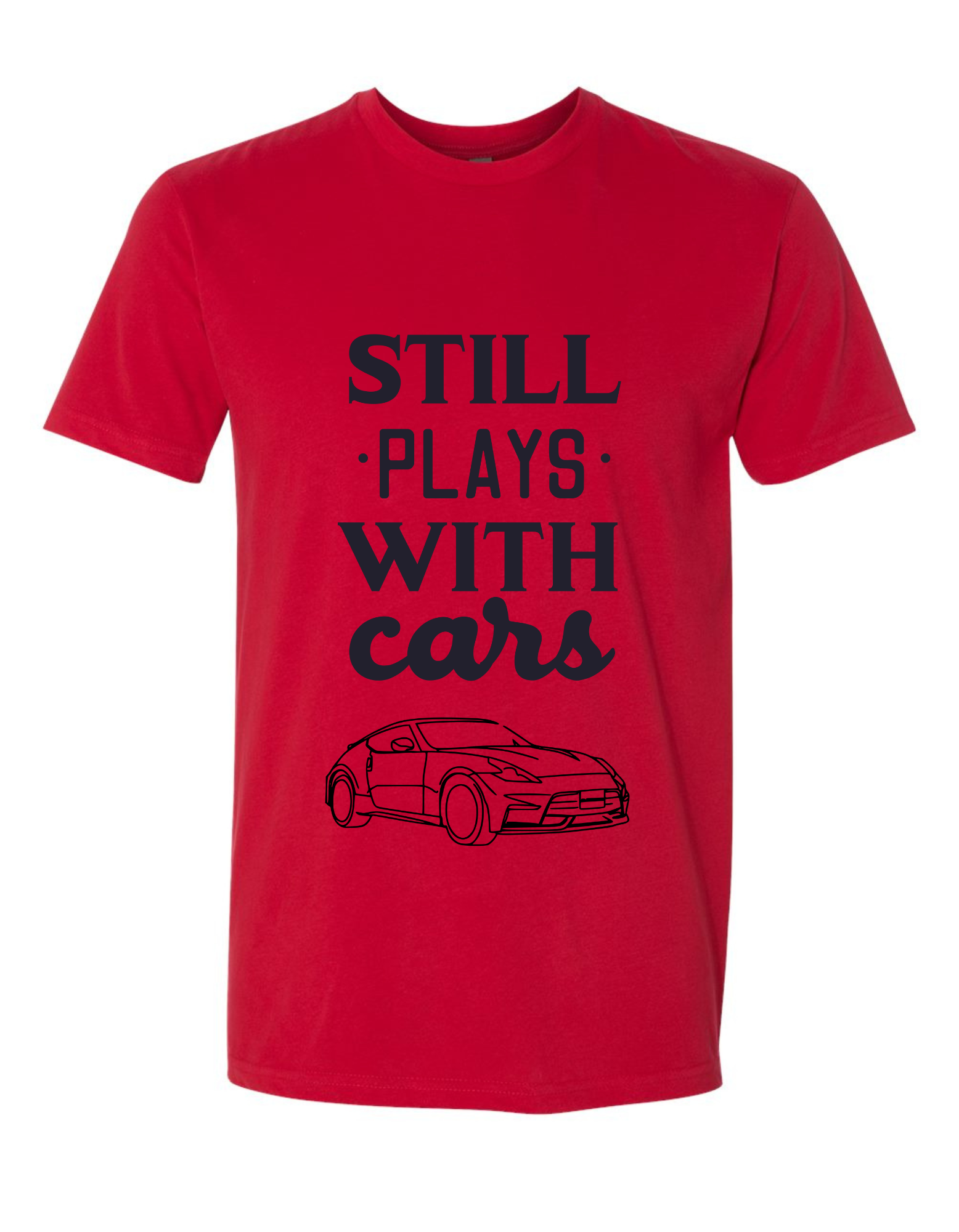 Front of DNE/DIE Still Plays With Cars Nissan Sueded Crew Neck in Red